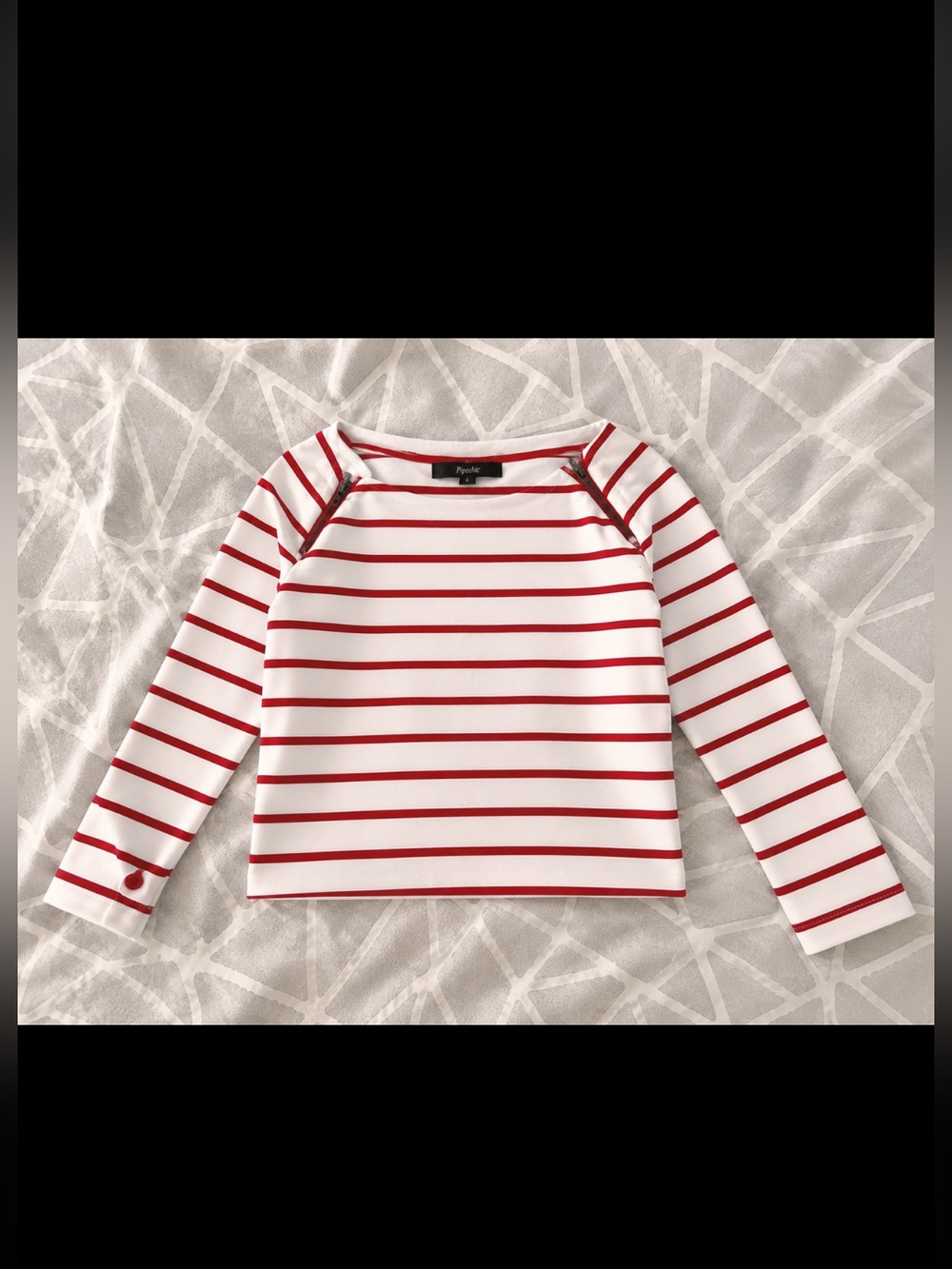 Papaya Red & White Striped Long-Sleeve Top